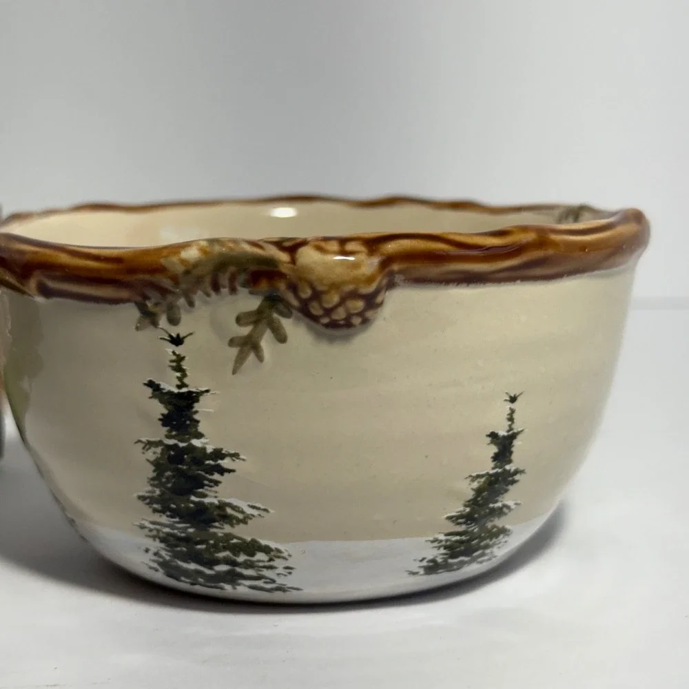 St. Nicholas Square Snow Valley Dip Mix Set Ceramic Bowl and Spreader Christmas